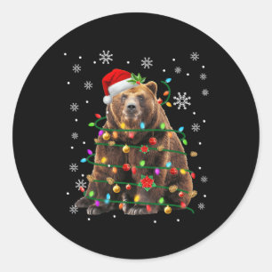 Santa Beer Kerstverlichting Xmas Mannen Vrouwen Bo Ronde Sticker