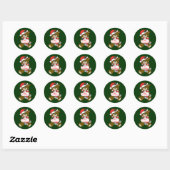 Santa Beer met Pet en Muff Ronde Sticker (Vel)