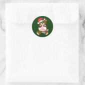 Santa Beer met Pet en Muff Ronde Sticker (Tas)