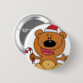Santa Beer met snoepriet Ronde Button 5,7 Cm (Voorkant /achterkant)