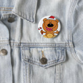 Santa Beer met snoepriet Ronde Button 5,7 Cm (In situ)