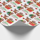 Santa Beer Sleigh Persoonlijk Kinder Cadeaupapier (Hoek)