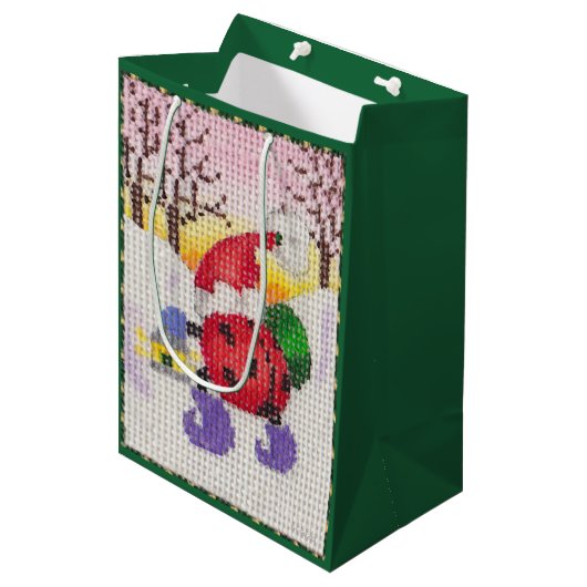 Santa Beetle geschenkzak Medium Cadeauzakje (Voorkant Gekanteld)