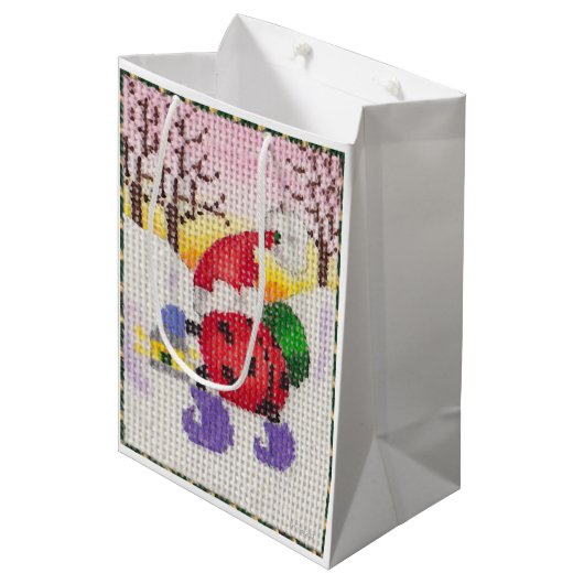 Santa Beetle geschenkzak Medium Cadeauzakje (Voorkant Gekanteld)