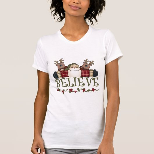 Santa Believe T-shirts en cadeautjes (Voorkant)