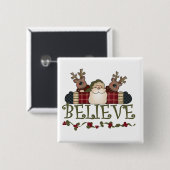 Santa Believe T-shirts en cadeautjes Vierkante Button 5,1 Cm (Voorkant /achterkant)