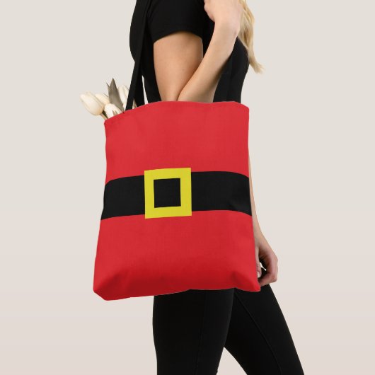 Santa Belly Belt Buckle Cute Fun Holiday Red Tote Bag (Dichtbij)