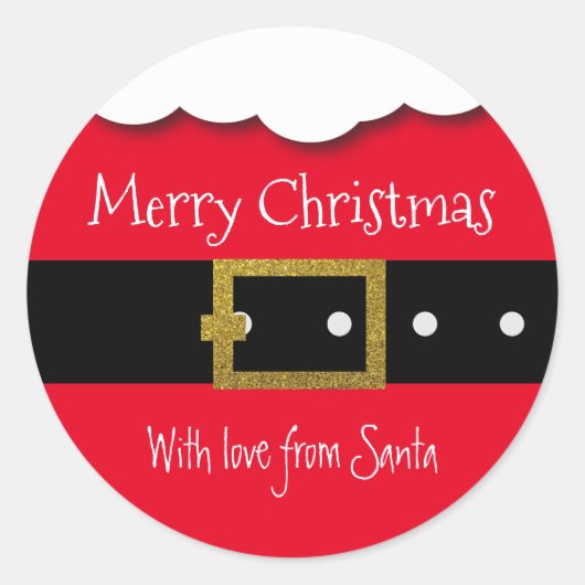 Santa Belt Merry Kerstmis op maat Ronde Sticker (Voorkant)