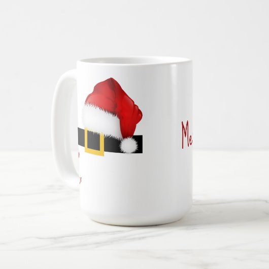 Santa Belt Mug – Ho Ho Ho and Merry Christmas Koffiemok (Voorkant links)