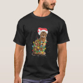 Santa Bengal Cat met kerstlampjes T-shirt (Voorkant)