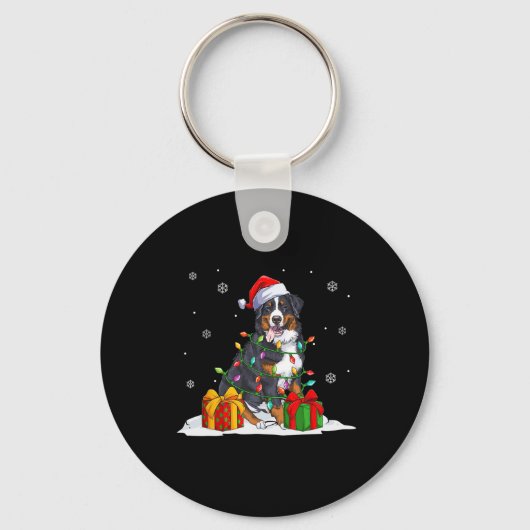 Santa bernese berg kerstboom lichten Kerstmis Sleutelhanger (Voorkant)