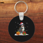 Santa bernese berg kerstboom lichten Kerstmis Sleutelhanger (Voorkant)