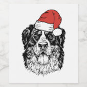 Santa Bernese Mountain Dog Berner Bmd Ugly Christm Wijn Etiket (Enkel label)