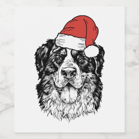 Santa Bernese Mountain Dog Berner Bmd Ugly Christm Wijn Etiket (Enkel label)