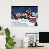 Santa bezorgt de armslag van boeken door Wyeth Poster (Thuiskantoor)