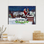 Santa bezorgt de armslag van boeken door Wyeth Poster (Keuken)