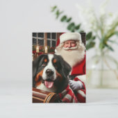 Santa bezorgt een Berner Sennenhond Briefkaart (Staand voorkant)