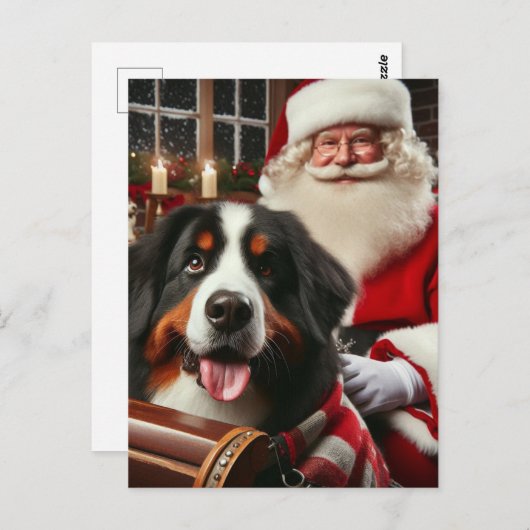 Santa bezorgt een Berner Sennenhond Briefkaart (Voorkant / Achterkant)