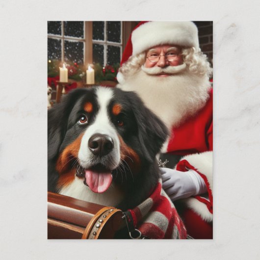 Santa bezorgt een Berner Sennenhond Briefkaart (Voorkant)