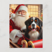 Santa bezorgt een Berner Sennenhond Briefkaart (Voorkant)