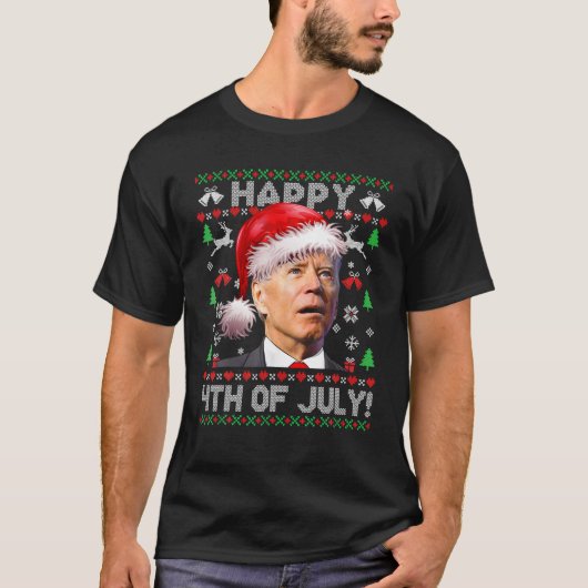 Santa Biden Happy 4Th Of July Ugly Christmas Sweat T-shirt (Voorkant)