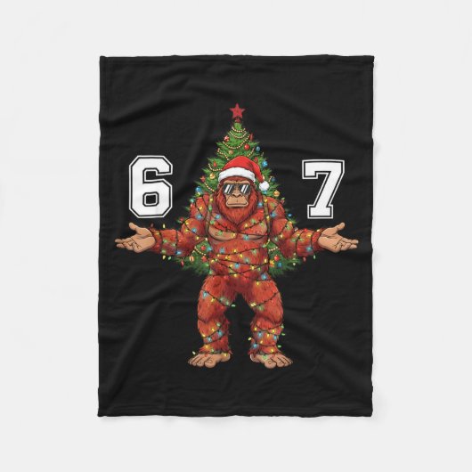 Santa Bigfoot 67 Christmas Tree Xmas Lights Funny Fleece Deken (Voorkant)