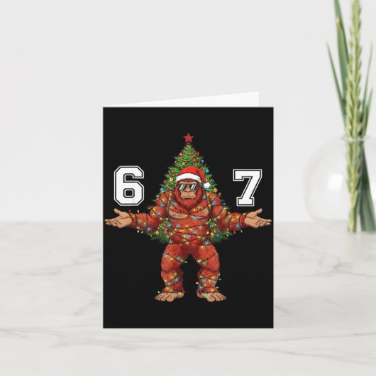 Santa Bigfoot 67 Christmas Tree Xmas Lights Funny  Kaart (Voorkant)