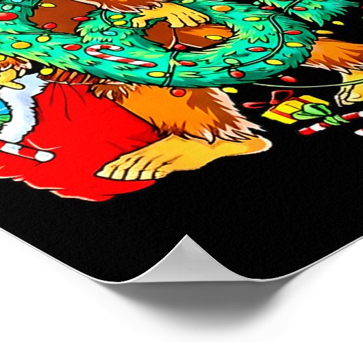 Santa Bigfoot 67 Christmas Tree Xmas Lights Funny  Poster (Hoek)