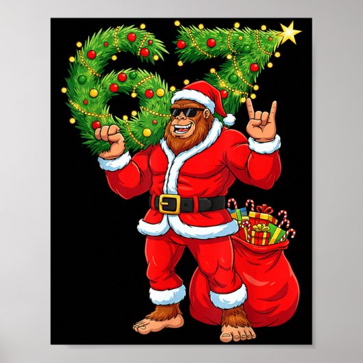 Santa Bigfoot 67 Meme Six Seven 6 7 Funny Bigfoot  Poster (Voorkant)