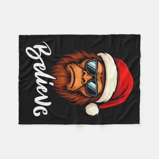 Santa Bigfoot Christmas Funny Sasquatch Believe Xm Fleece Deken (Voorkant (Horizontaal))
