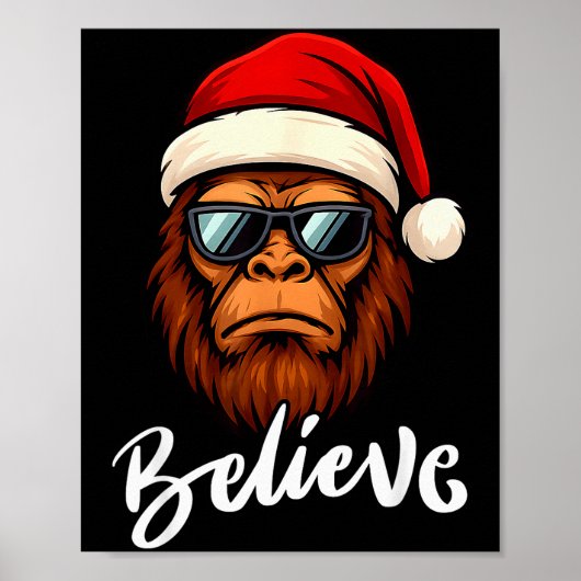Santa Bigfoot Christmas Funny Sasquatch Believe Xm Poster (Voorkant)