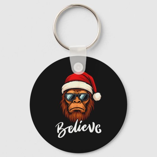 Santa Bigfoot Christmas Funny Sasquatch Believe Xm Sleutelhanger (Voorkant)