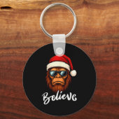 Santa Bigfoot Christmas Funny Sasquatch Believe Xm Sleutelhanger (Voorkant)