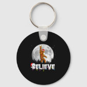 Santa Bigfoot Christmas Light Funny Believe  Sleutelhanger (Voorkant)