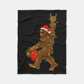 Santa Bigfoot Christmas Lights Funny Sasquatch Bel Fleece Deken (Voorkant)