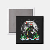 Santa Bigfoot Christmas Lights Funny Sasquatch Bel Magneet (Voorkant / Achterkant)