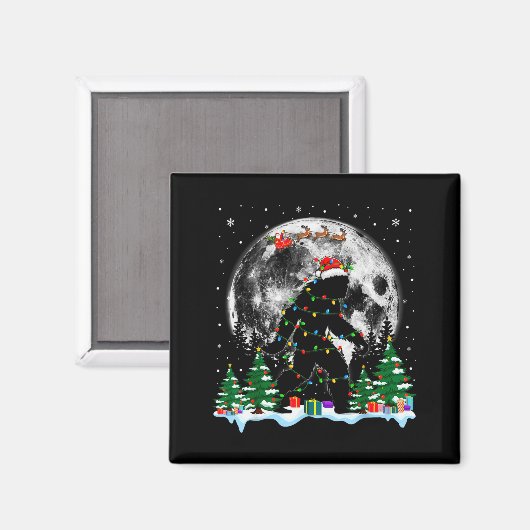 Santa Bigfoot Christmas Lights Funny Sasquatch Bel Magneet (Voorkant / Achterkant)