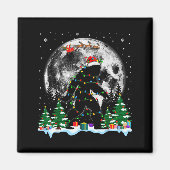 Santa Bigfoot Christmas Lights Funny Sasquatch Bel Magneet (Voorkant)