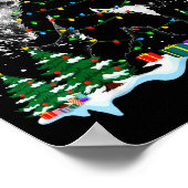 Santa Bigfoot Christmas Lights Funny Sasquatch Bel Poster (Hoek)