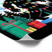 Santa Bigfoot Christmas Lights Funny Sasquatch Bel Poster (Hoek)