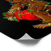 Santa Bigfoot Christmas Lights Funny Sasquatch Bel Poster (Hoek)