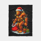 Santa Bigfoot Christmas Lights Funny Sasquatch Fleece Deken (Voorkant)