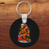 Santa Bigfoot Christmas Lights Funny Sasquatch  Sleutelhanger (Voorkant)