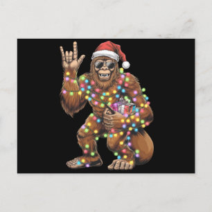 Santa Bigfoot Christmas Lights Rock Funny Briefkaart