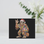 Santa Bigfoot Christmas Lights Rock Funny Briefkaart (Staand voorkant)