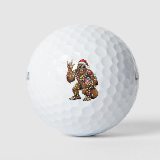 Santa Bigfoot Christmas Lights Rock Funny Golfballen (Voorkant)