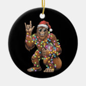 Santa Bigfoot Christmas Lights Rock Funny Keramisch Ornament (Voorkant)