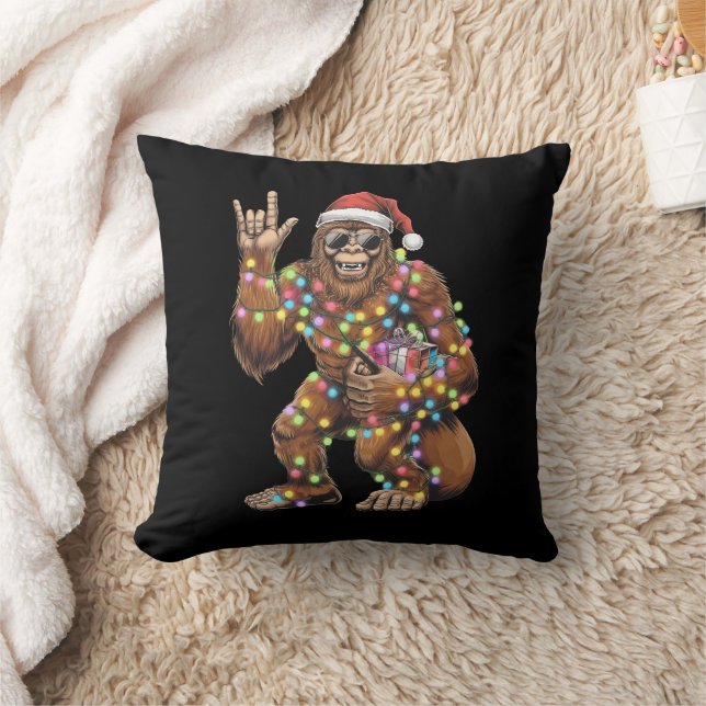 Santa Bigfoot Christmas Lights Rock Funny Kussen (Deken)