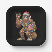 Santa Bigfoot Christmas Lights Rock Funny Papieren Bordje (Voorkant)