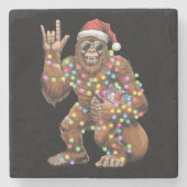Santa Bigfoot Christmas Lights Rock Funny Stenen Onderzetter (Voorkant)